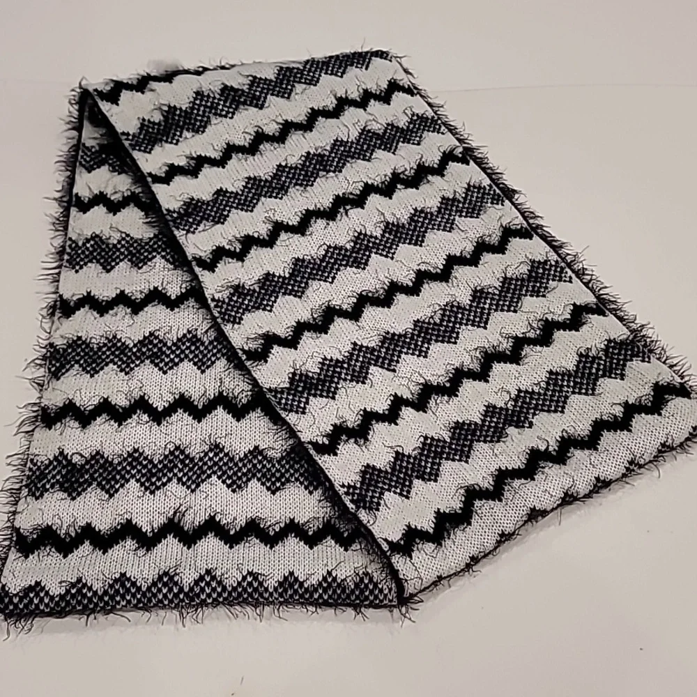 Infinity Fuzzy Knit Reversible Scarf Black White 40